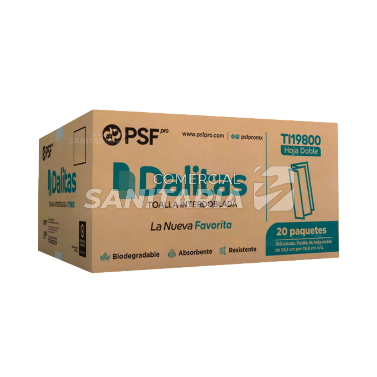 Imagen de TOALLA INTERDOBLADA DALITAS 100 HOJAS/ 20PQ CJ CON 20 PQ